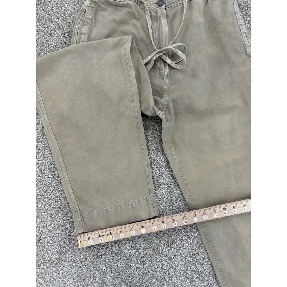 Zara Wide Leg Linen Cotton High Rise Chino Women's‎ Small Neutral Khaki Minimal